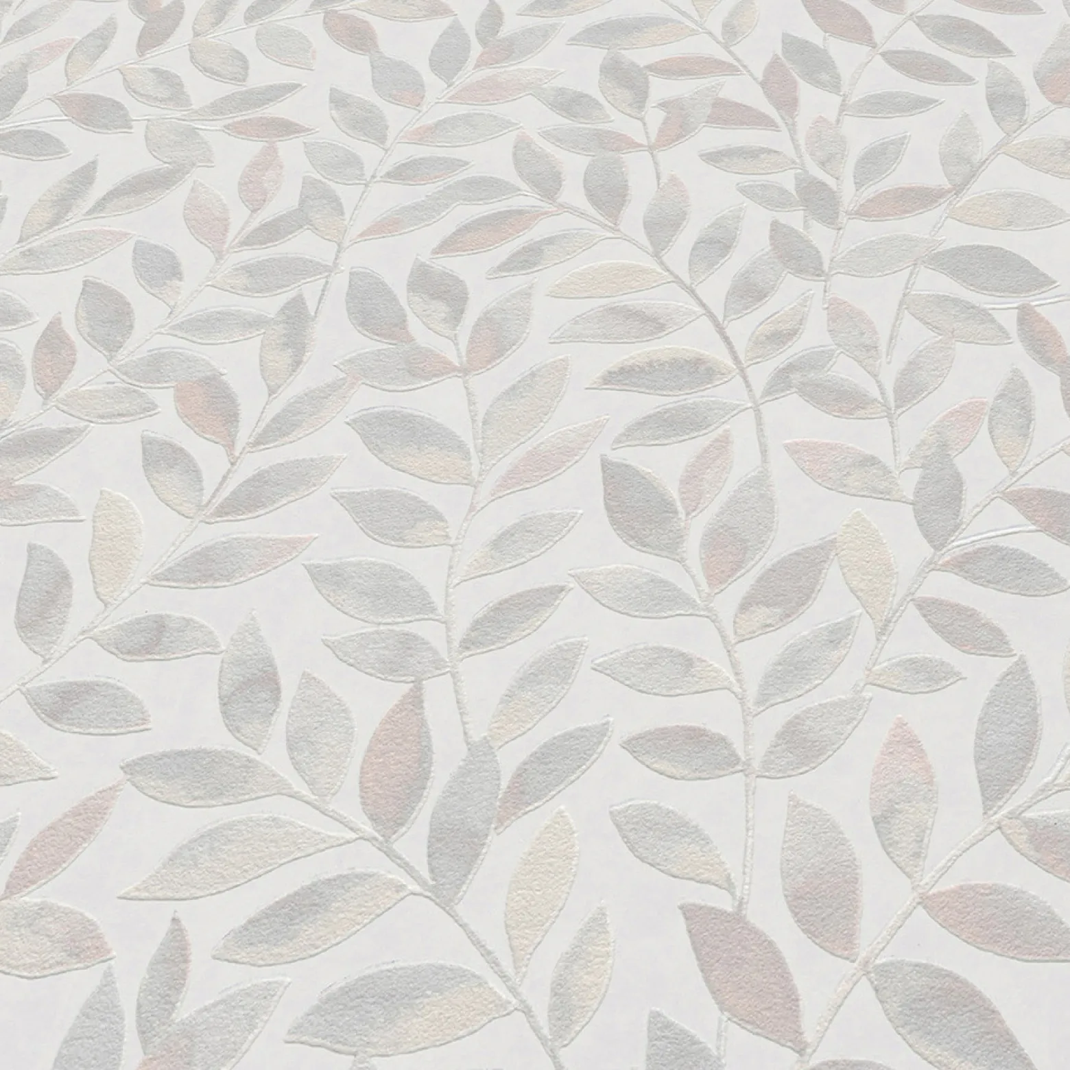 Vliestapete Blätter Ranken Weiß Beige Grau 10462-10