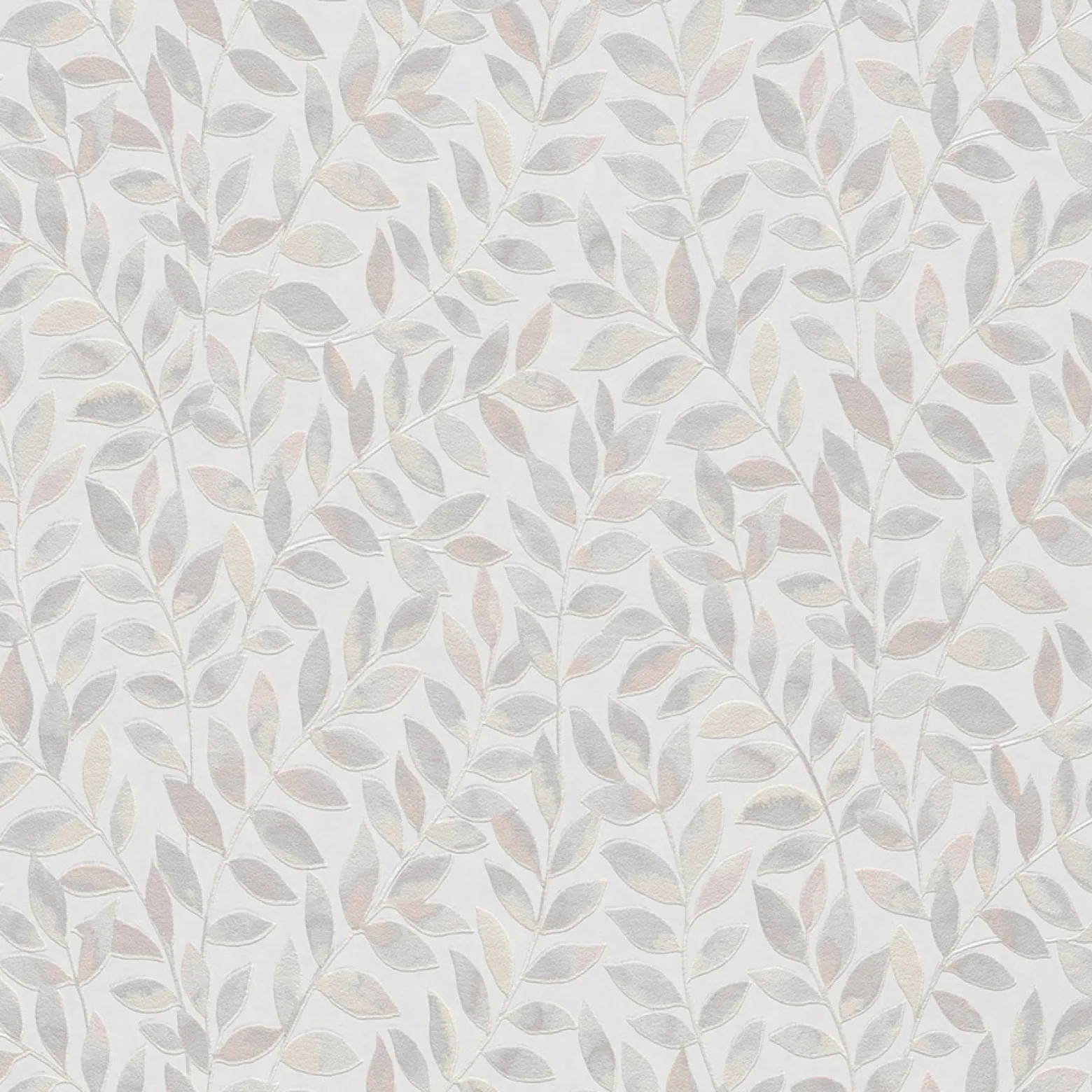 Vliestapete Blätter Ranken Weiß Beige Grau 10462-10