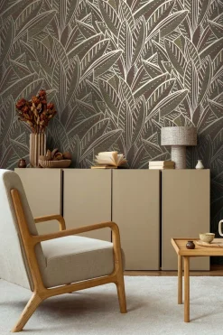 Vliestapete Blätter Schwarz Braun Metallic 39933-1