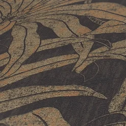Vliestapete Blätter Schwarz Gold Kupfer Metallic 39501-1