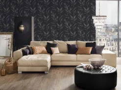 Vliestapete Blätter schwarz silber 37549-2 | 375492