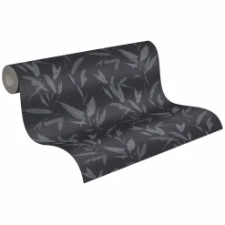 Vliestapete Blätter schwarz silber 37549-2 | 375492