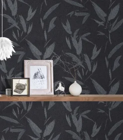 Vliestapete Blätter schwarz silber 37549-2 | 375492