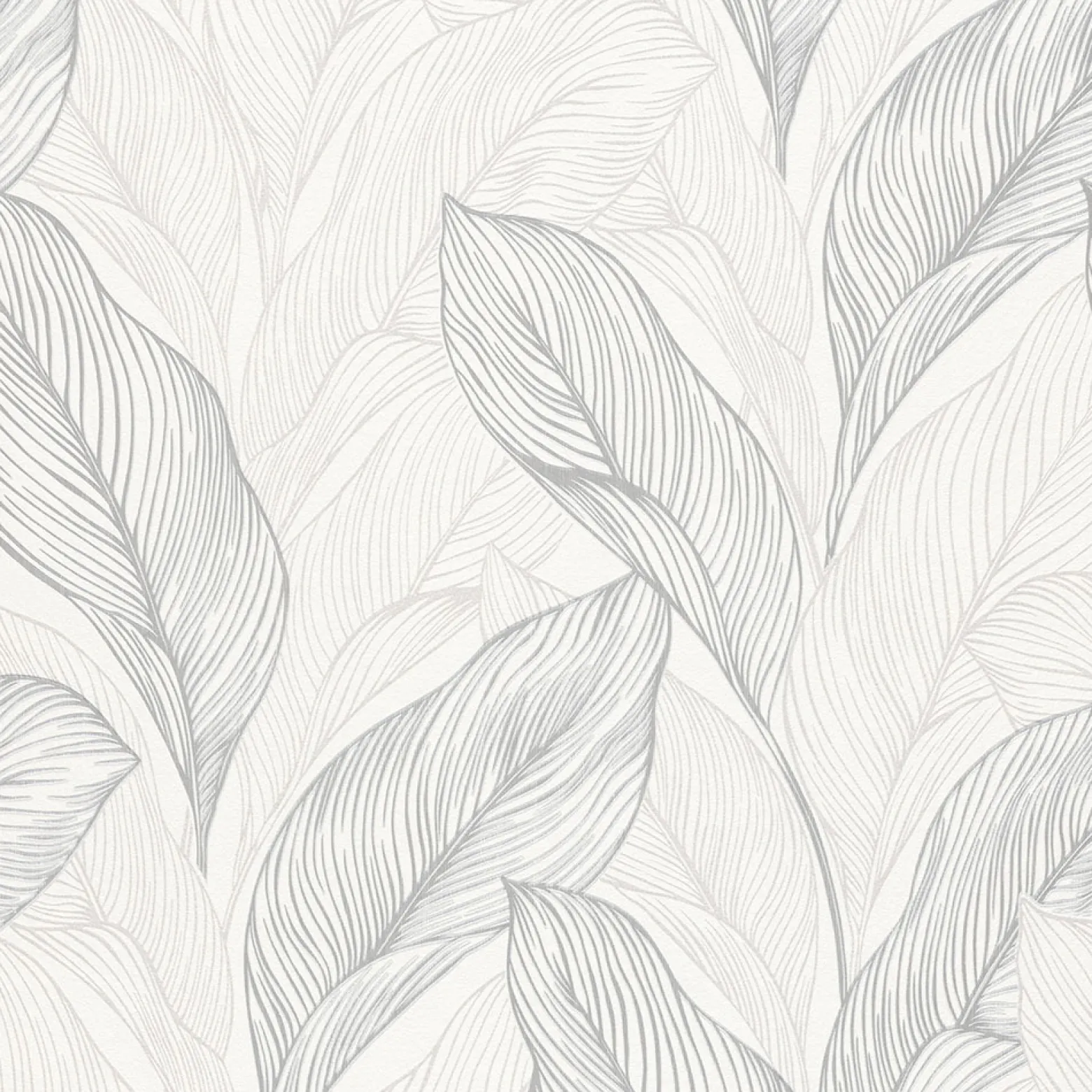 Vliestapete Blätter Struktur Weiß Silber Metallic 10282-31