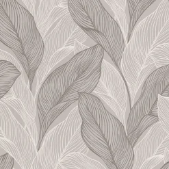 Vliestapete Blätter Struktur Beige Grau Metallic 10282-38