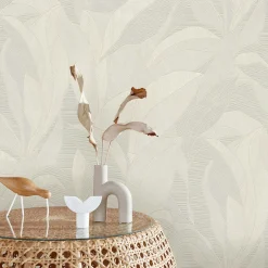 Vliestapete Blätter Struktur Creme Beige Metallic 10530-02