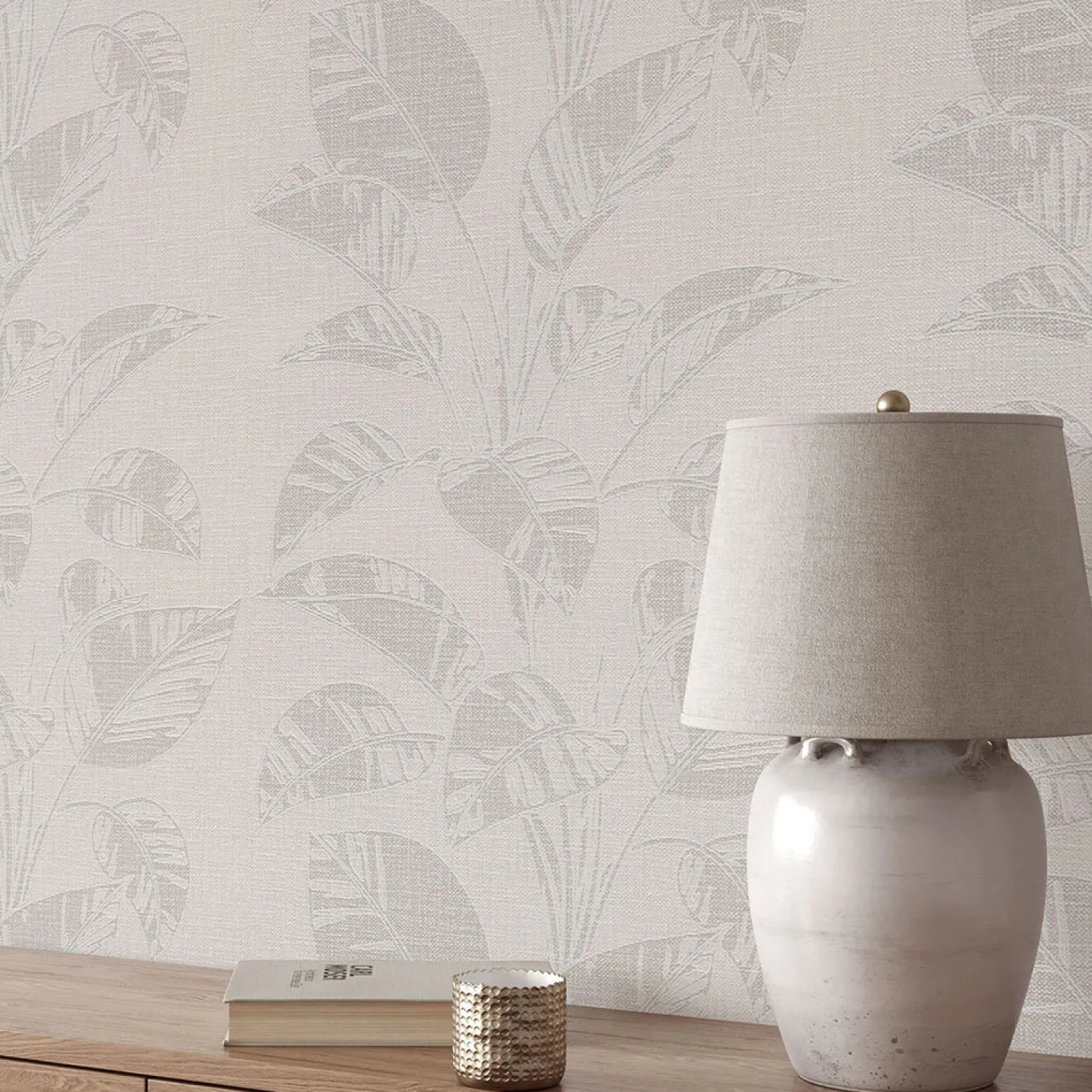 Vliestapete Blätter Struktur Beige Grau 10459-02