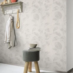 Vliestapete Blätter Struktur Beige Grau 10459-02