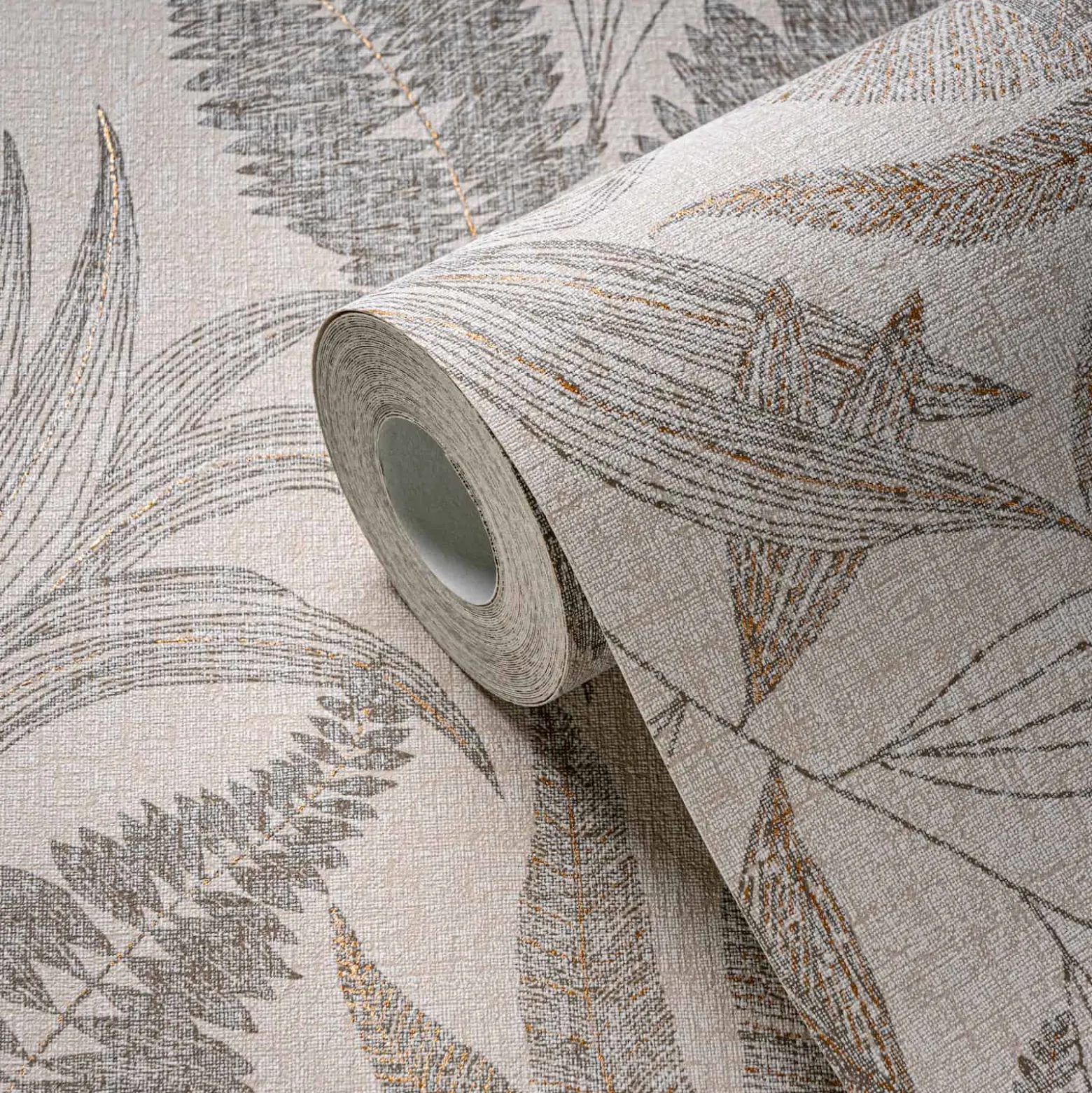 Vliestapete Blätter Tropen Beige Gold Metallic 39654-5
