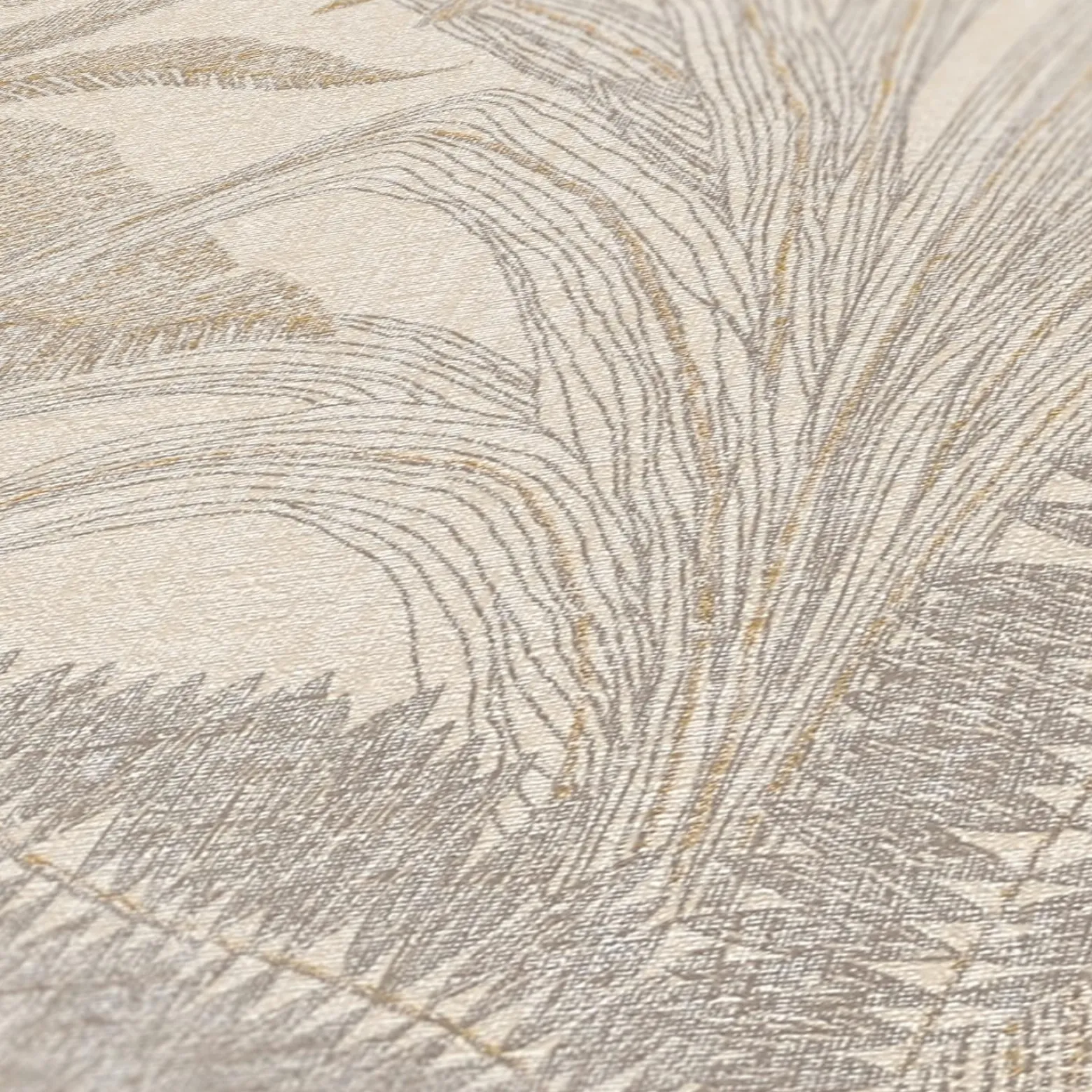 Vliestapete Blätter Tropen Beige Gold Metallic 39654-5