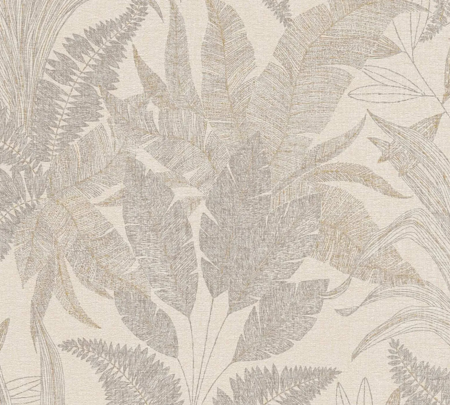 Vliestapete Blätter Tropen Beige Gold Metallic 39654-5