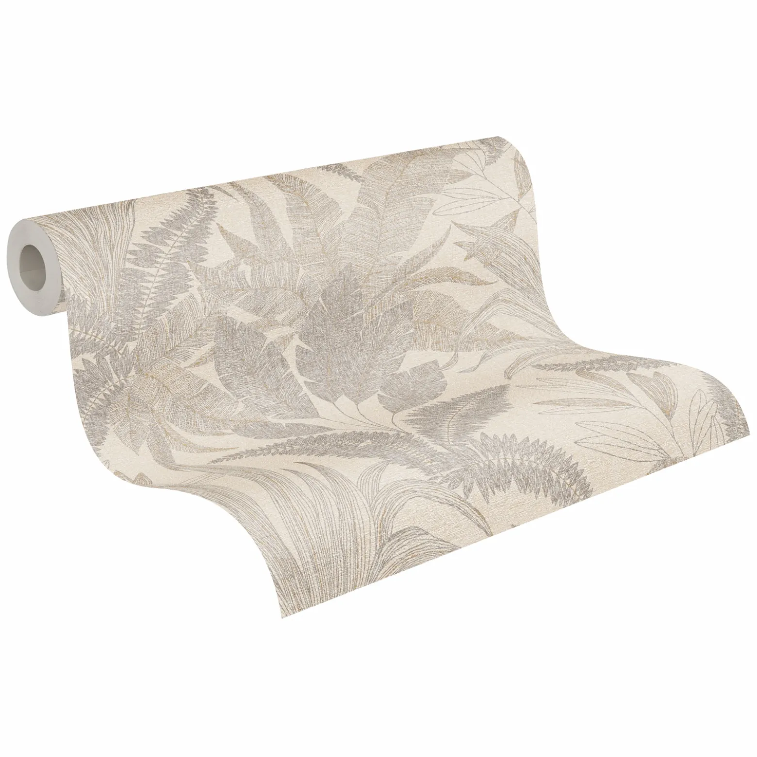 Vliestapete Blätter Tropen Beige Gold Metallic 39654-5