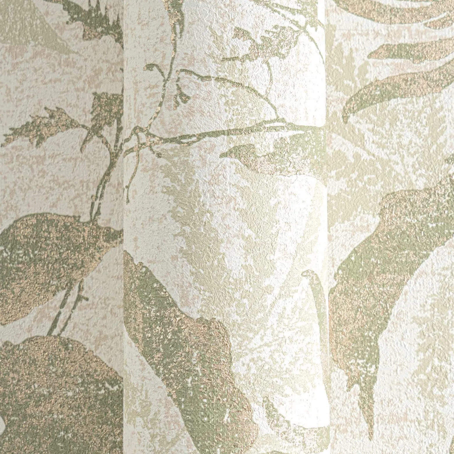 Vliestapete Blätter Tropen Creme Grün Gold Metallic 78203-1