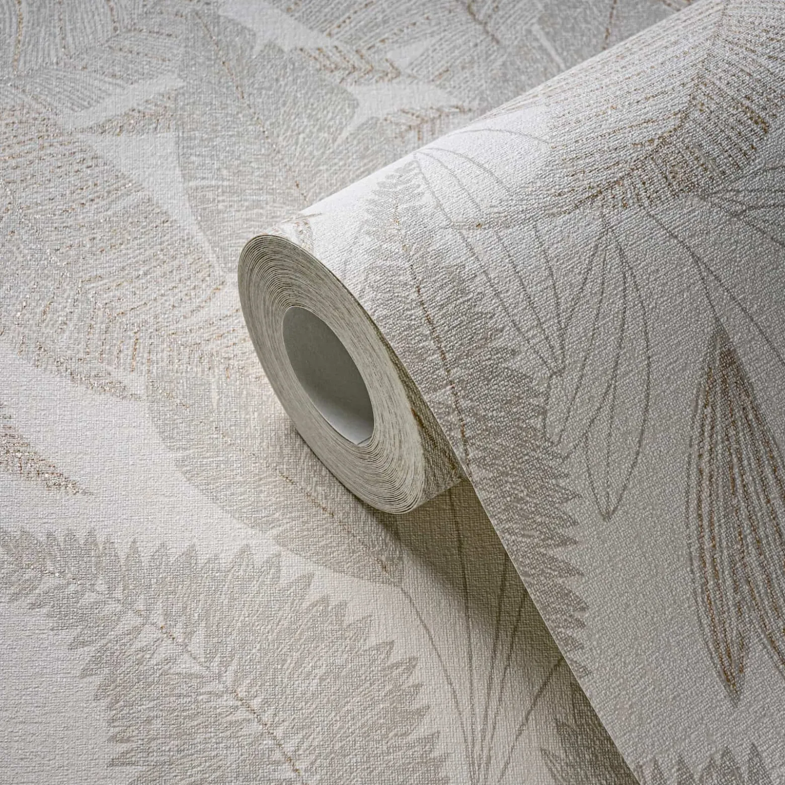 Vliestapete Blätter Tropen Creme Gold Metallic 39654-2