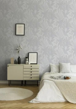 Vliestapete Blätter Tropen Grau Gold Metallic 39654-1