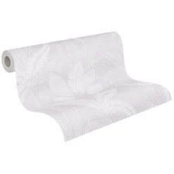 Vliestapete Blätter Tropen Lila Silber Metallic 39654-4
