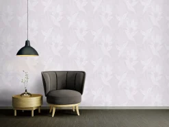 Vliestapete Blätter Tropen Lila Silber Metallic 39654-4