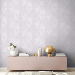 Vliestapete Blätter Tropen Lila Silber Metallic 39654-4