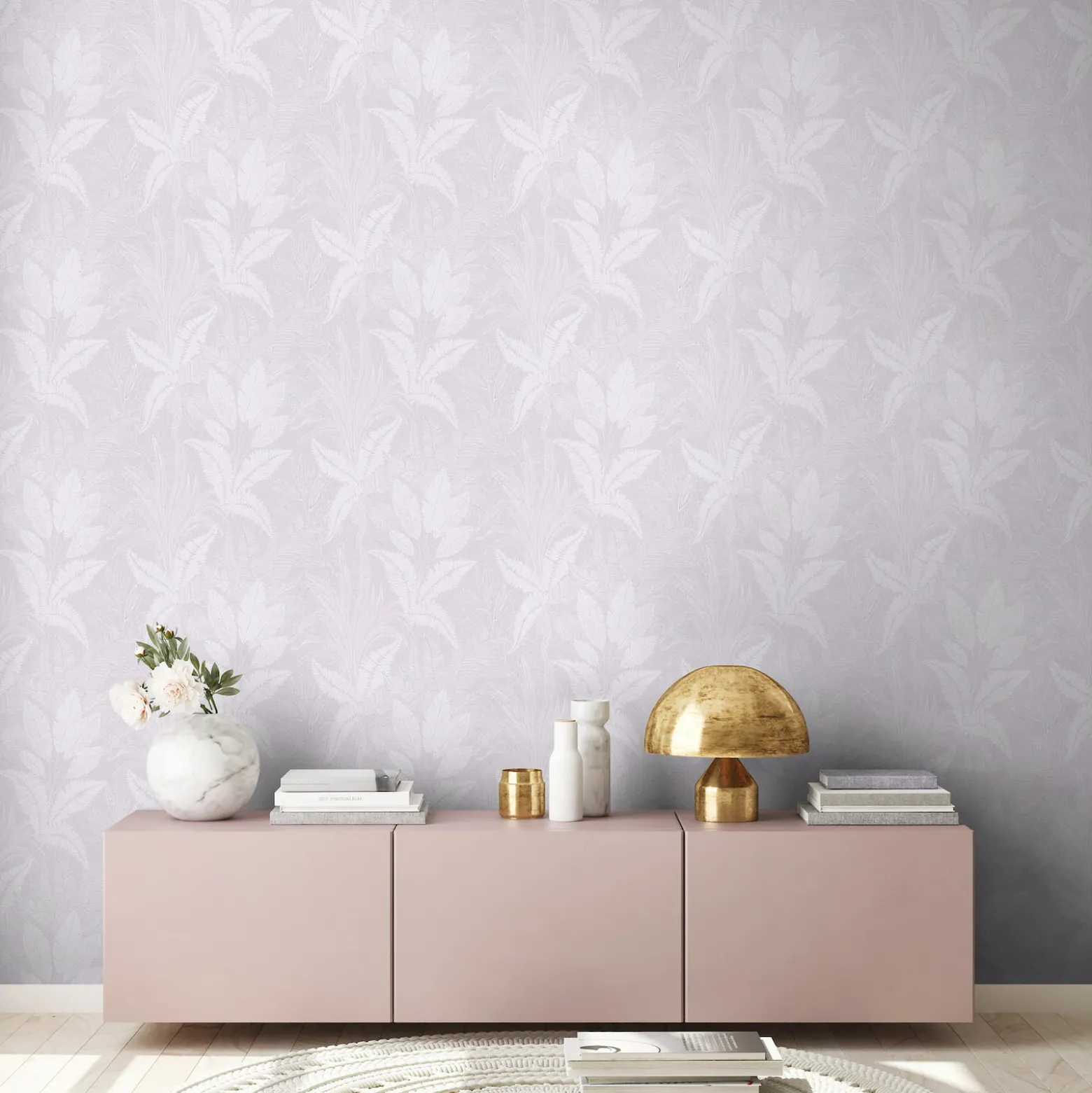 Vliestapete Blätter Tropen Lila Silber Metallic 39654-4