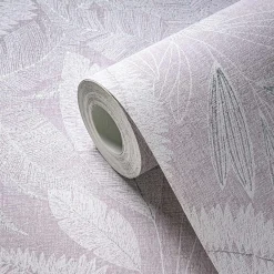 Vliestapete Blätter Tropen Lila Silber Metallic 39654-4