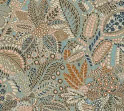 Vliestapete Blätter Tropisch Grau Rosa Blau 78025-5