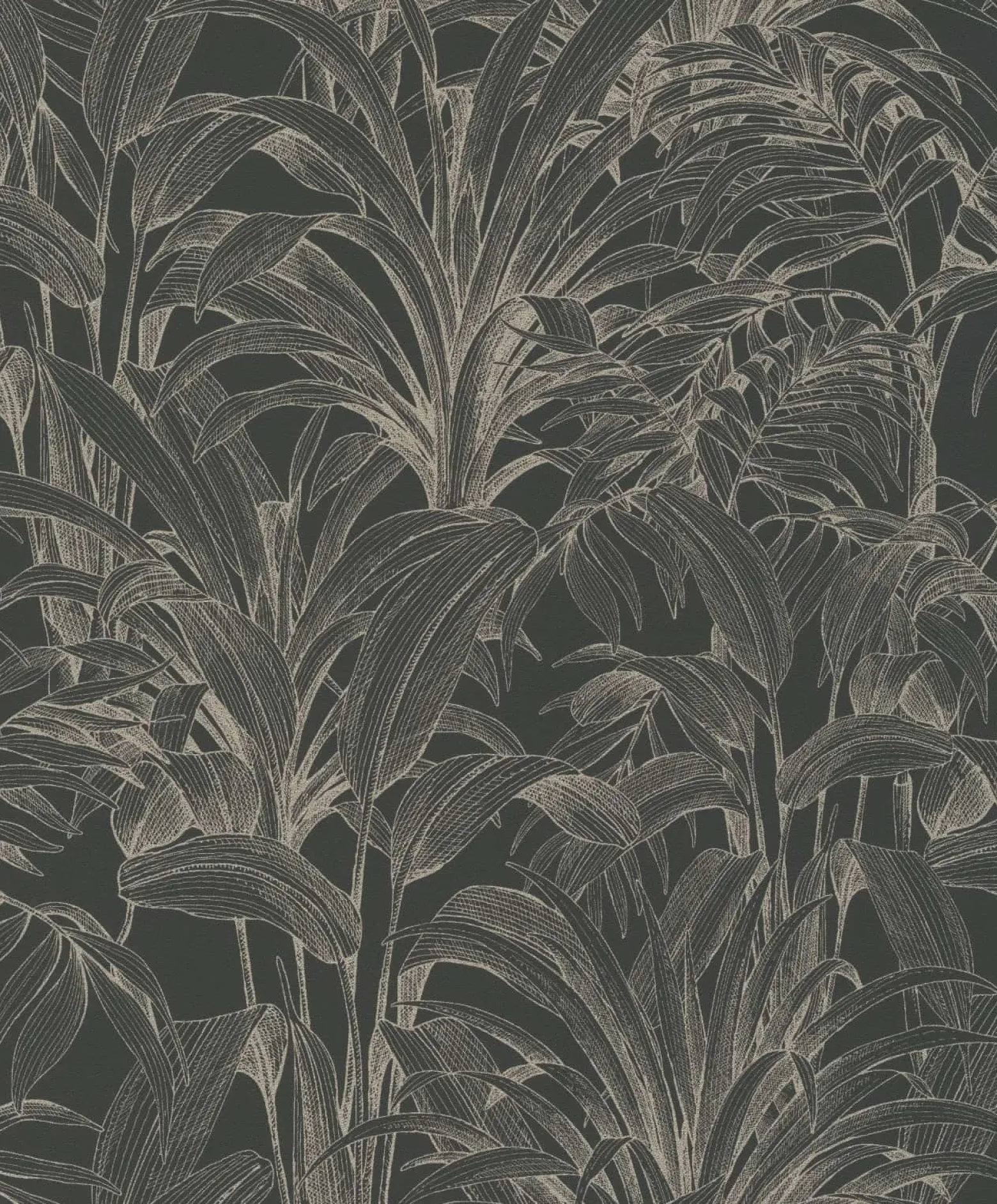 Vliestapete Blätter Tropisch Schwarz Gold Metallic A51403