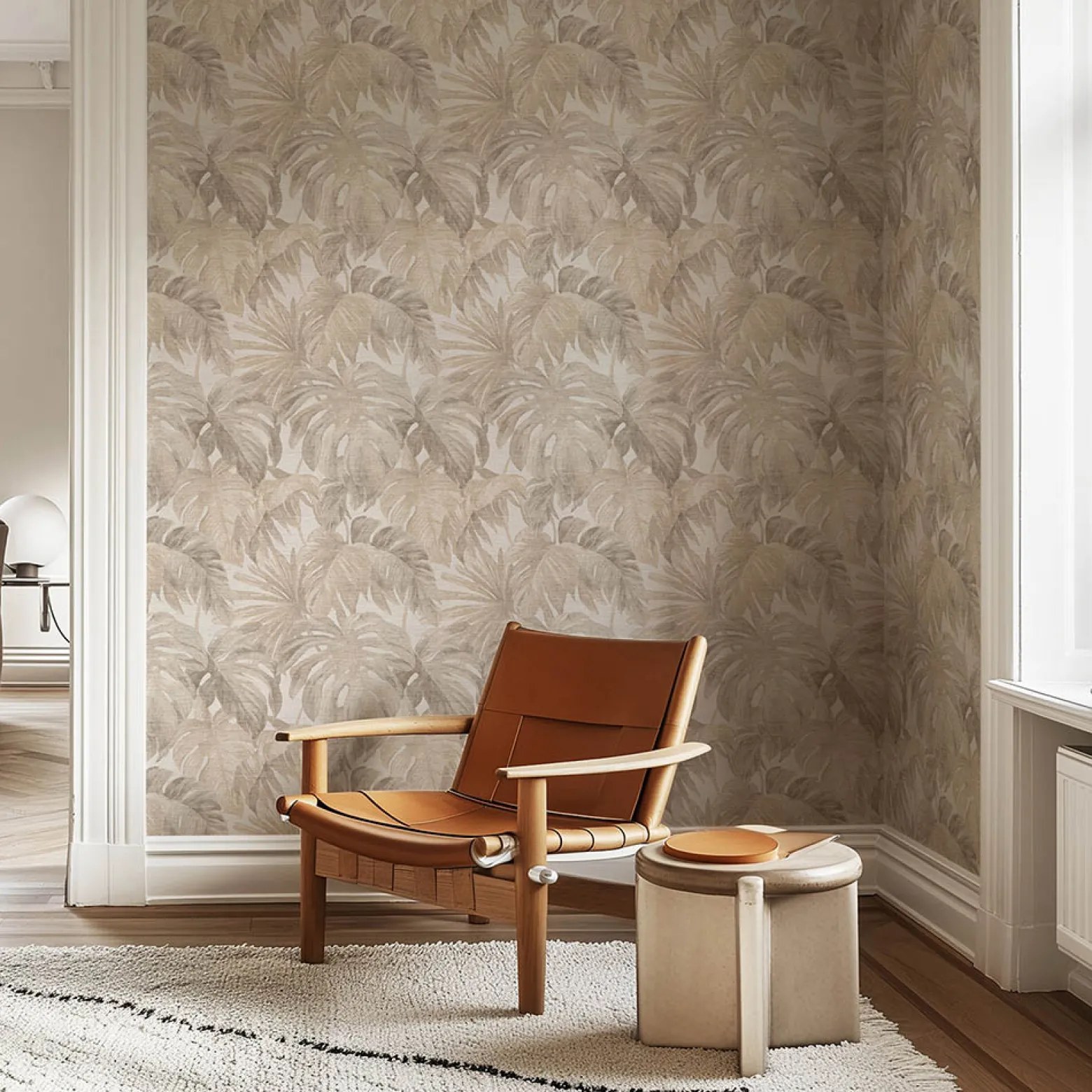 Vliestapete Blätter Tropisch Creme Beige Taupe 10558-02