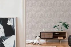 Vliestapete Blätter Tropisch Weiß Perlmutt Metallic 39038-3