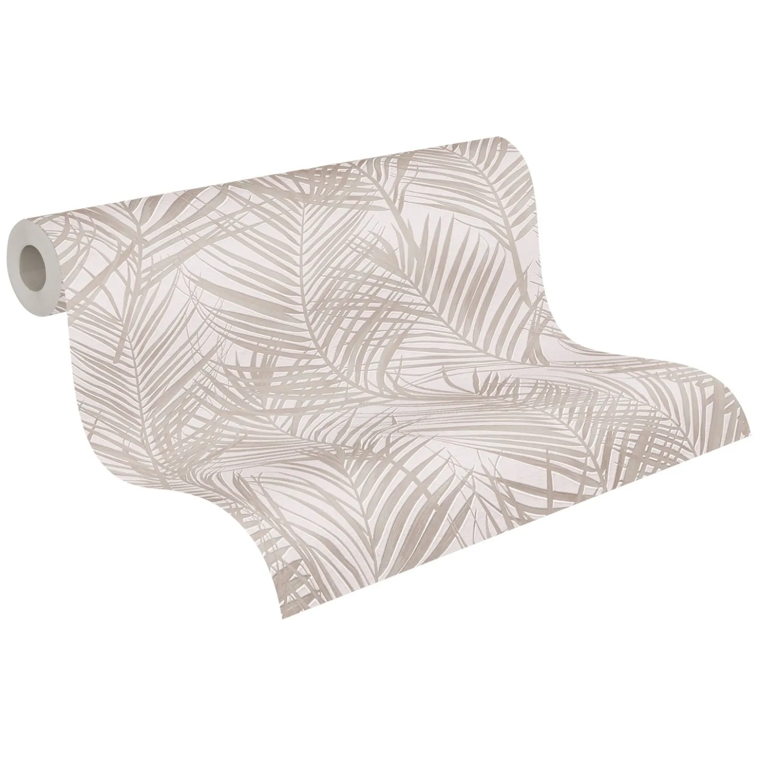 Vliestapete Blätter Tropisch Weiß Perlmutt Metallic 39038-3