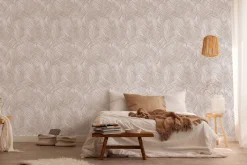Vliestapete Blätter Tropisch Weiß Perlmutt Metallic 39038-3