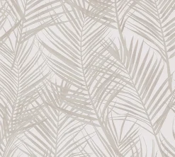 Vliestapete Blätter Tropisch Weiß Perlmutt Metallic 39038-3