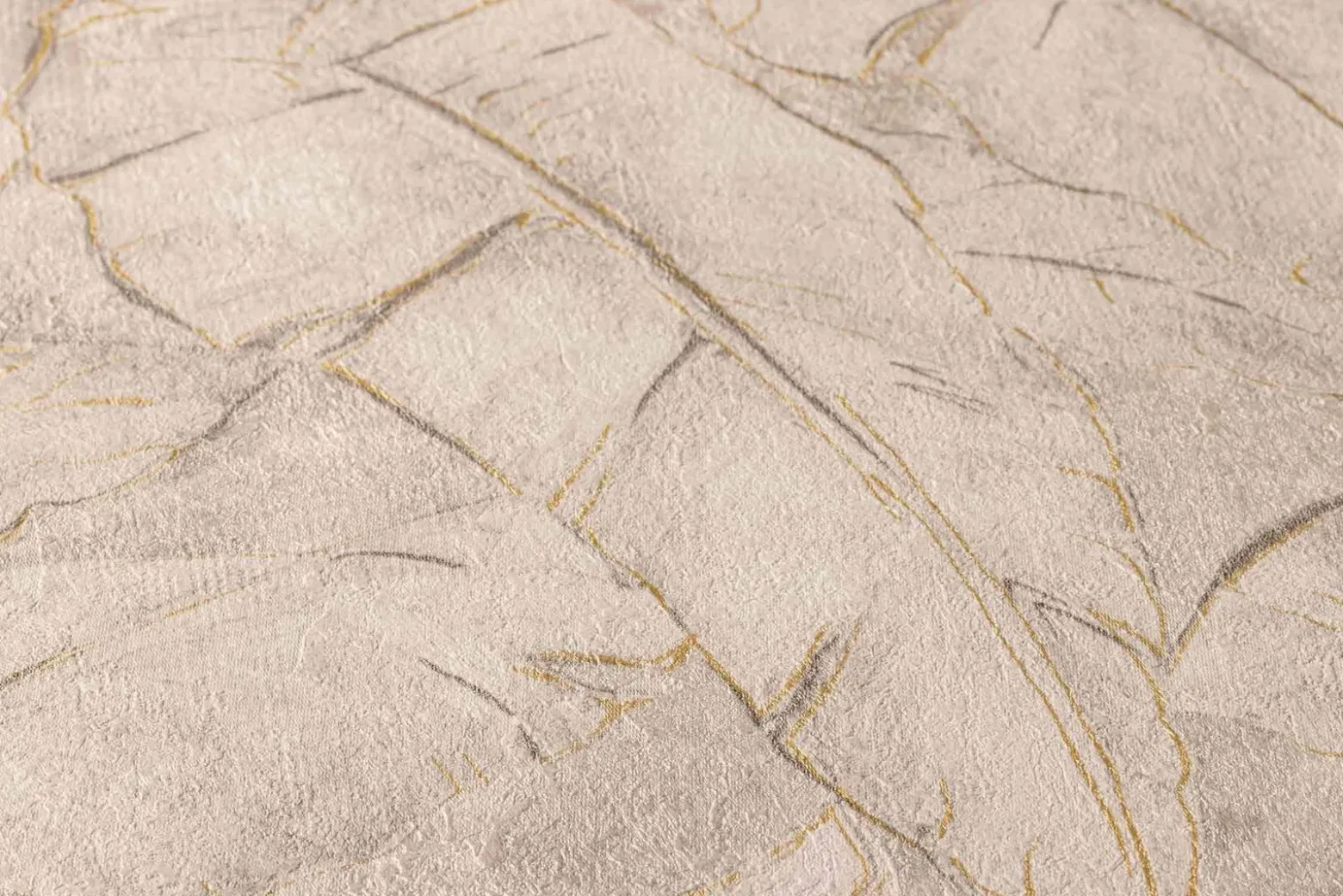 Vliestapete Blätter Tropisch taupe gold Glanz 36927-5