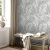 Vliestapete Blätter Tropisch Weiß Silber Metallic 39038-2
