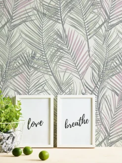 Vliestapete Blätter Tropisch Weiß Silber Metallic 39038-2