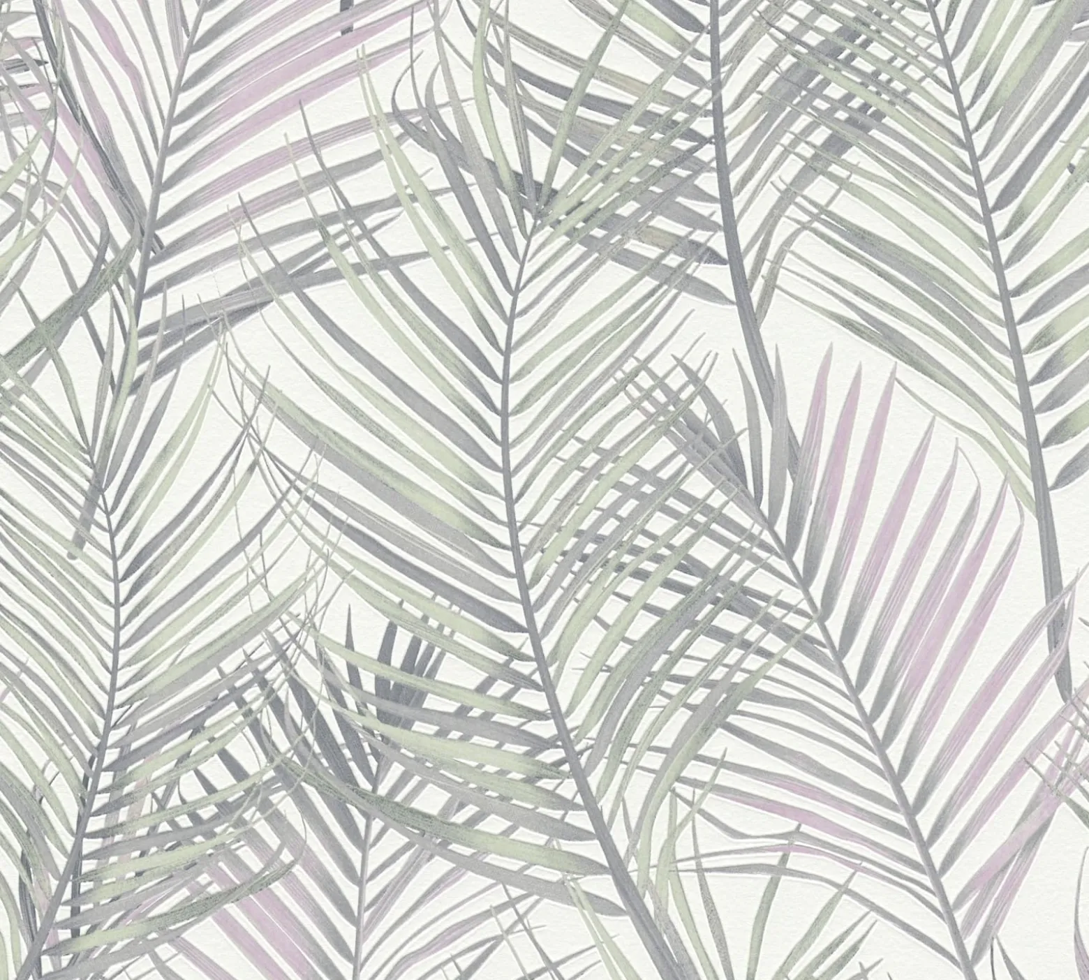 Vliestapete Blätter Tropisch Weiß Silber Metallic 39038-2