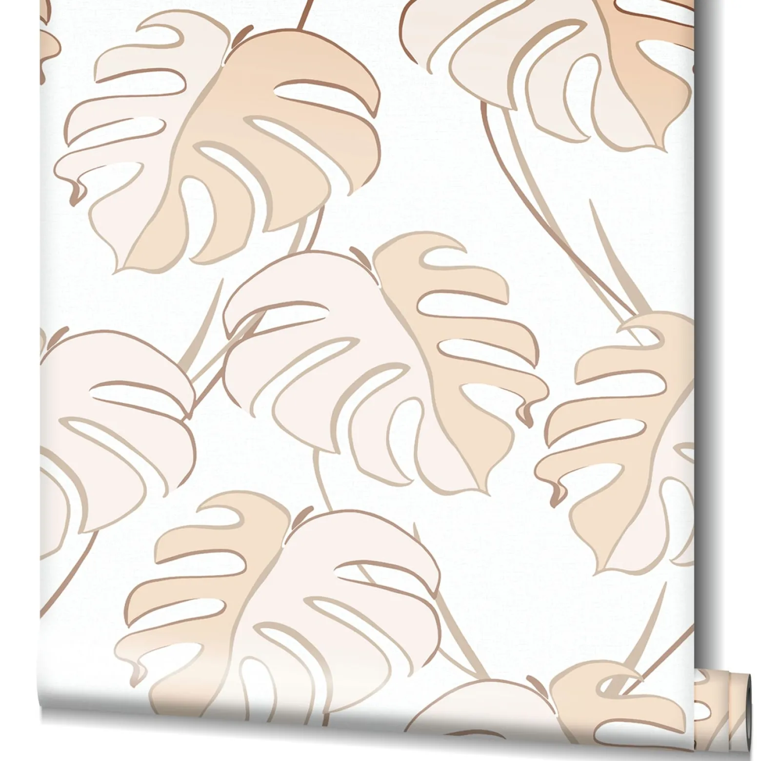 Vliestapete Blätter Tropisch Weiß Beige Apricot 81605
