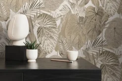 Vliestapete Blätter Tropisch Beige Creme Gold 39355-1