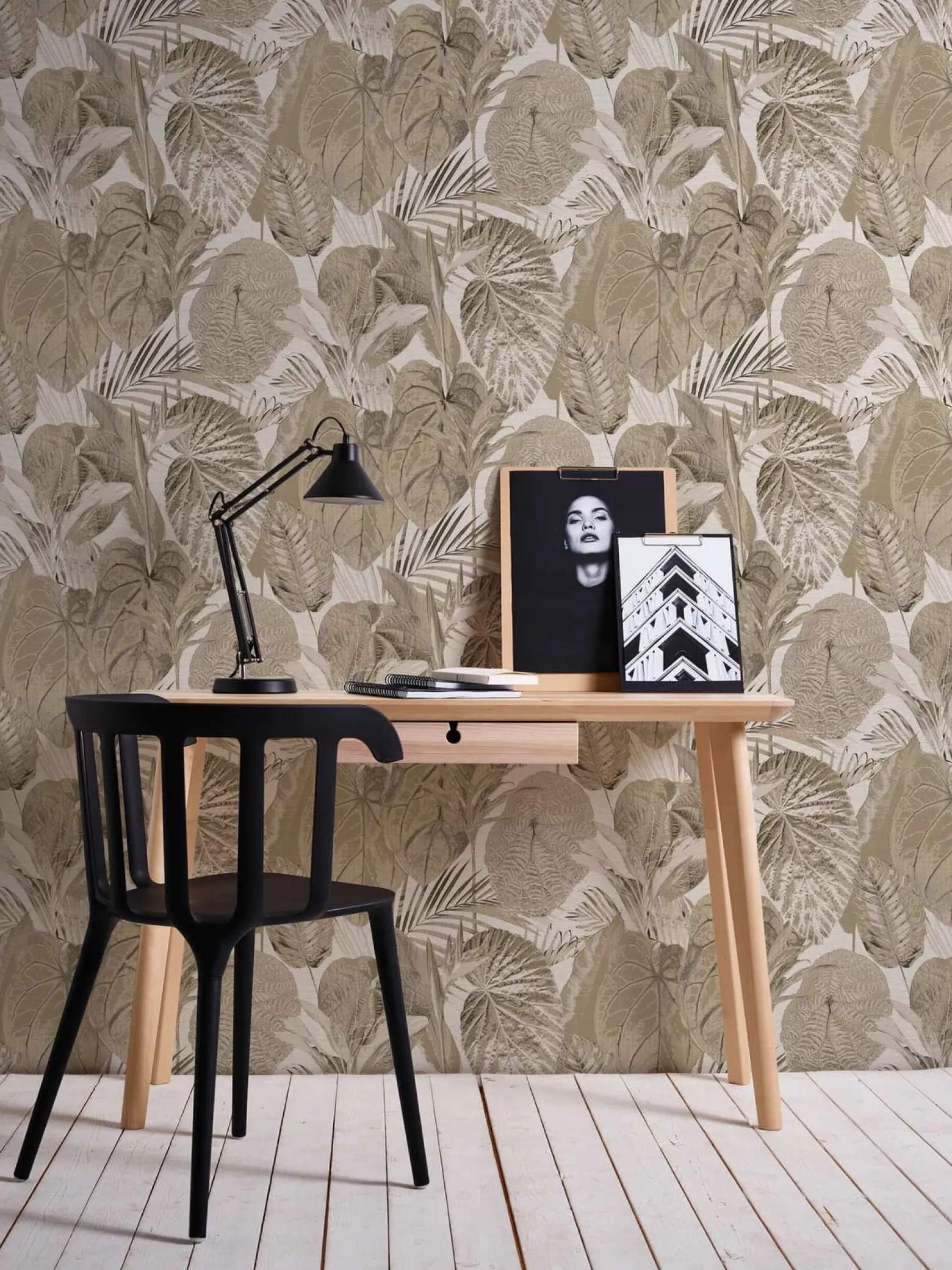Vliestapete Blätter Tropisch Beige Creme Gold 39355-1