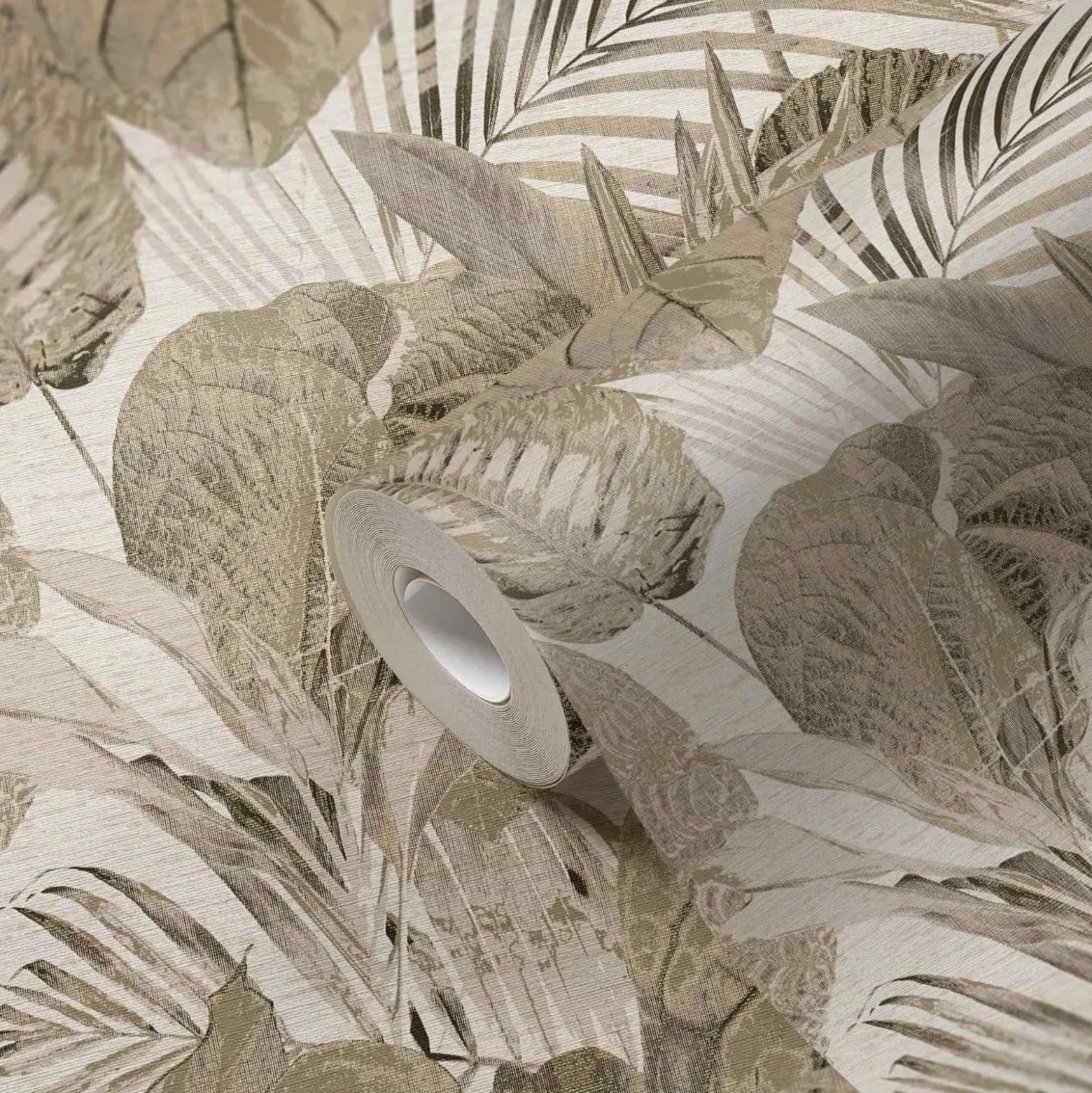 Vliestapete Blätter Tropisch Beige Creme Gold 39355-1