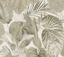 Vliestapete Blätter Tropisch Beige Creme Gold 39355-1