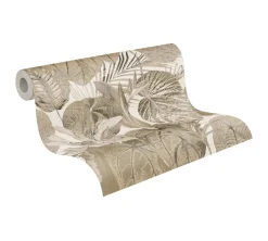 Vliestapete Blätter Tropisch Beige Creme Gold 39355-1