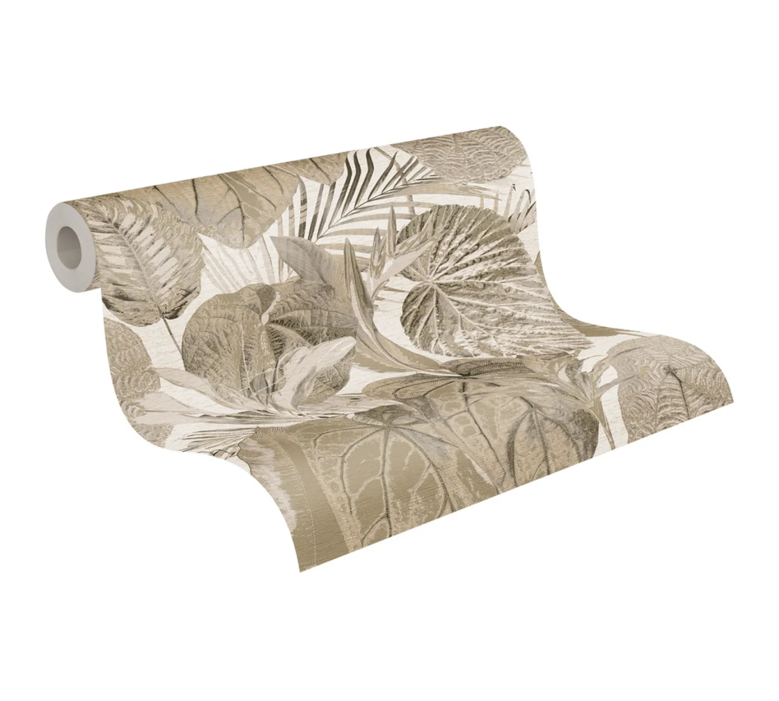 Vliestapete Blätter Tropisch Beige Creme Gold 39355-1