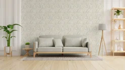 Vliestapete Blätter Weiß Grau Silber Metallic 79096-3