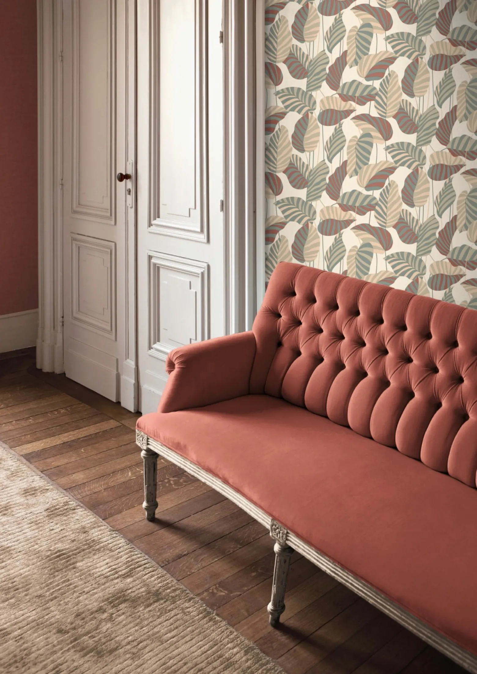 Vliestapete Blätter Weiß Grün Gold Metallic 39094-1