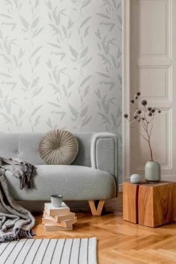 Vliestapete Blätter weiß silber 37549-4 | 375494