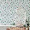 Vliestapete Blumen Aquarell Weiß Türkis Grau 47451