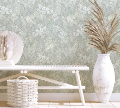 Vliestapete Blumen Aquarell Grau Blau Gelb 47452