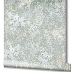 Vliestapete Blumen Aquarell Grau Blau Gelb 47452