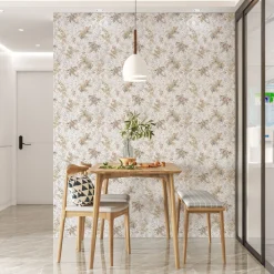 Vliestapete Blumen Aquarell Weiß Grau Braun 47453