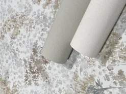 Vliestapete Blumen Aquarell Weiß Grau Braun 47453